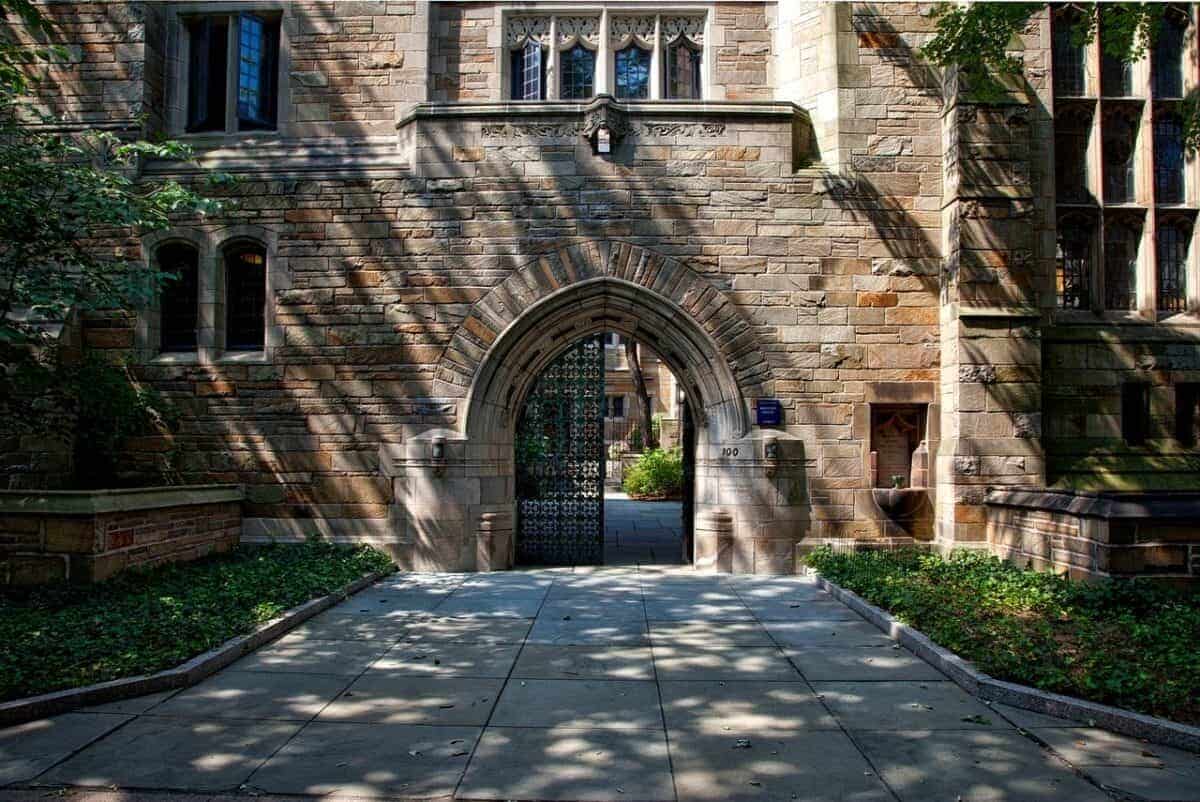 Brick archway entry to a university